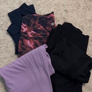 lululemon athletica Black, Purple, and Patterned Leggings